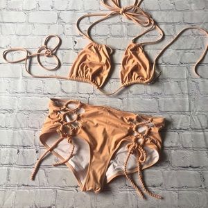 Linea Aqua / Hot as hell high waisted lace up bikini bottom size Small‎